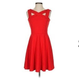 Red Cut-Out Fit-and-Flare Mini Dress